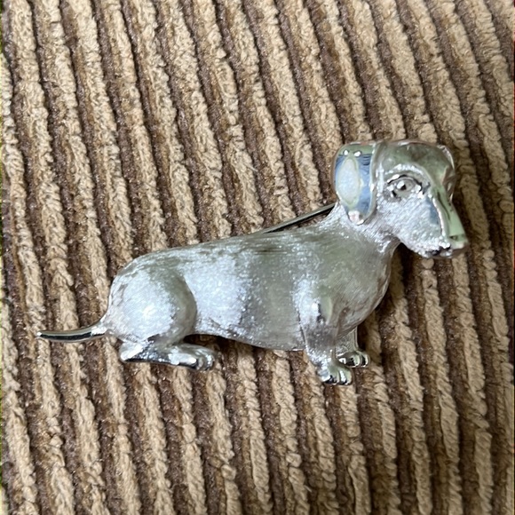 Trifari Other - Crown Trifari Dachshund Dog Silver Tone Pin Brooch